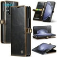thumbnail image 1 of SaniMore for Samsung Galaxy Z Fold 3 (7.6" 2021) Case, PU Leather Auto-magnet Full Protection Flip Kickstand Card & Cash Slots, Retro Shockproof Anti-fall Wallet Business Shell, Brown, 1 of 10