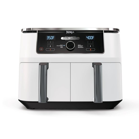 Refurbished Ninja DZ300CWH Foodi 4-in-1 10 Qt. XL 2-Basket Air Fryer with Dual Zone Technology, White