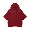 thumbnail image 6 of Ladies' Casual Hooded Drawstring 3/4 Split Sleeve Sweatshirt Tops Oversized Pullover Tops, Basic Daily Wear Shirts Red M, 6 of 7