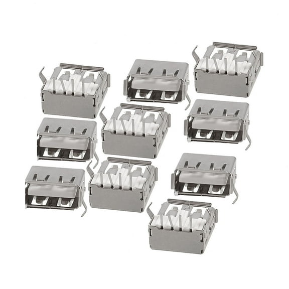 Unique Bargains 10 Pcs USB A Female Plug Jack Bent Pin Board Connector