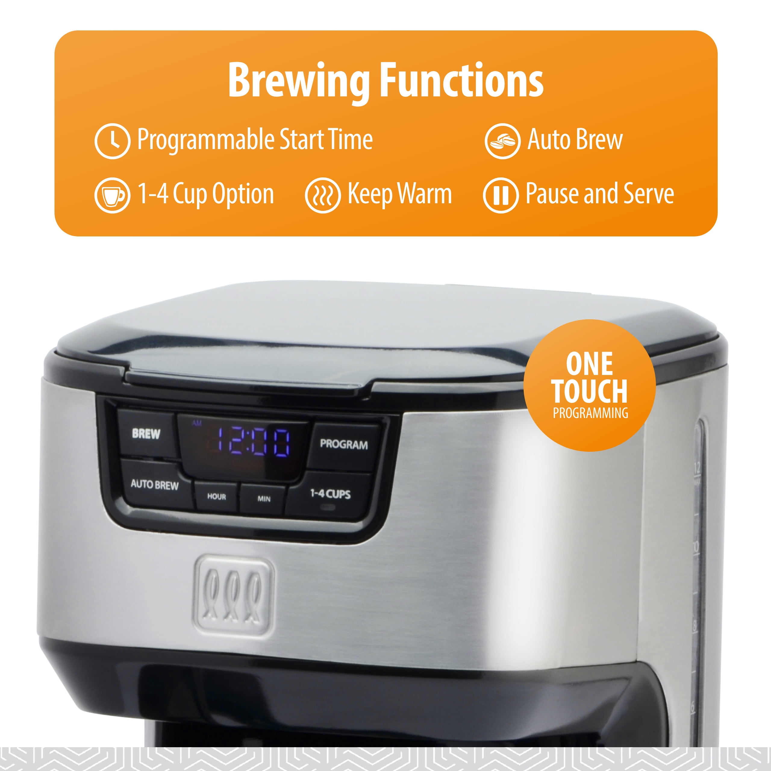 Toastmaster 12-Cup Digital Drip Coffee Maker - Programmable Automatic Coffee Machine - Kitchen Appliance with Keep Warm Setting