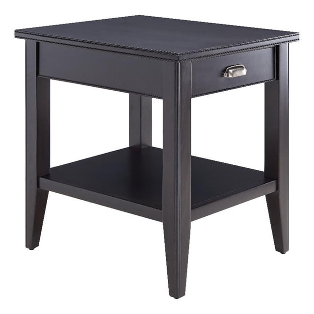 Leick Home 10507-BK Laurent Table d'Extrémité avec Tiroir et Tablette d'Exposition-Noir