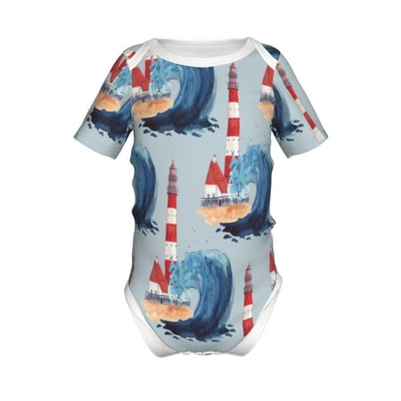 

Gaeub Beacon In The Huge Waves Of The Surf Print Infant Climbing Onesie Toddler Outfit Newborn Baby Bodysuit Baby Boy Girl Clothes -18 Months