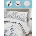 thumbnail image 4 of Quilts Full Size, Blue Beige Floral Soft Comforter Bedding Set for Bed, Farmhouse Botanical Lightweight Quilted Bedspread with Pillow Cover(2 Pieces) for All Season, 78x90 Inch, 4 of 6