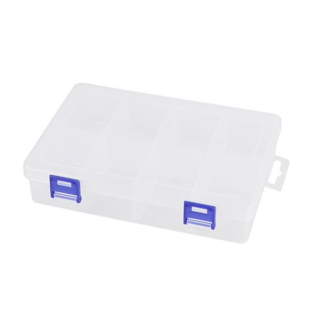MasteelfCA Boîte de Rangement en Plastique Transparent 8 Compartiments Organisateur de Médicaments Portable avec Séparateurs Réglables (Transparent)