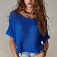 thumbnail image 2 of Womens Summer Scoop Neck Short Sleeve Shirts Casual Off The Shoulder Crochet Hollow Out Knit Top Pullover Beach Cover Up Summer Hollow Tops Cap Sleeve Sweater Pullover Cute Beach Vacation Clothes, 2 of 4