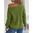 thumbnail image 4 of Baqcunre Sweaters For Women Women's Solid Color Casual Cut Out One Line Neck Off Shoulder Long Sleeve Pullover Sweater Crop Tops Fall Outfits Women Trendy Green M, 4 of 7
