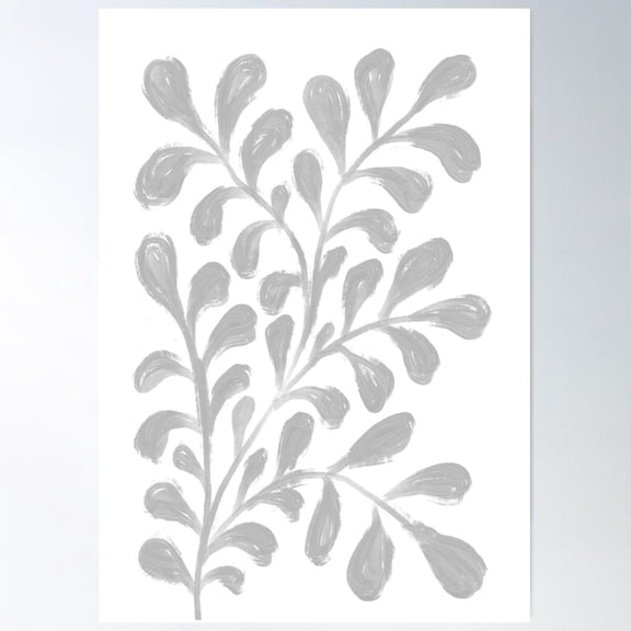Grey Paint Plant Poster Wall Art, Modern Wall Decor For Living Room Bedroom, 8x12 UNFRAMED