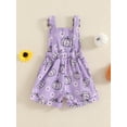 thumbnail image 4 of Halloween Toddler Girls Overalls Clothes Flower Ghost/Pumpkin Suspender Pants Baby Sleeveless Shortall Romper Jumpsuit, 4 of 8