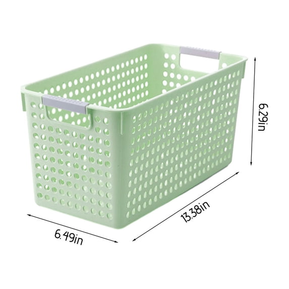 Plastic Laundry Basket with Silvery Handle, 13.38 x 6.49 x 6.29 in, Green