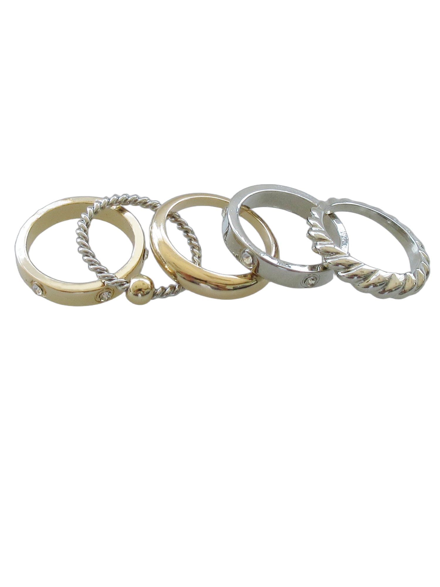 Time and Tru Women's Gold & Silver Ring Set, 5 Pack