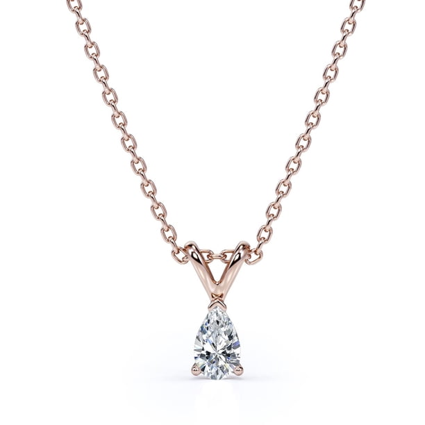 Collar con Colgante de Diamante de Talla Pera 0,75 Quilates JeenMata chapado en Oro Rosa 18 K sobre Plata