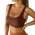 thumbnail image 3 of Bxsruta Women Seamless Ribbed Sports Bra Wirefree U Neck Crop Top High Support Yoga Workout Running, 3 of 7