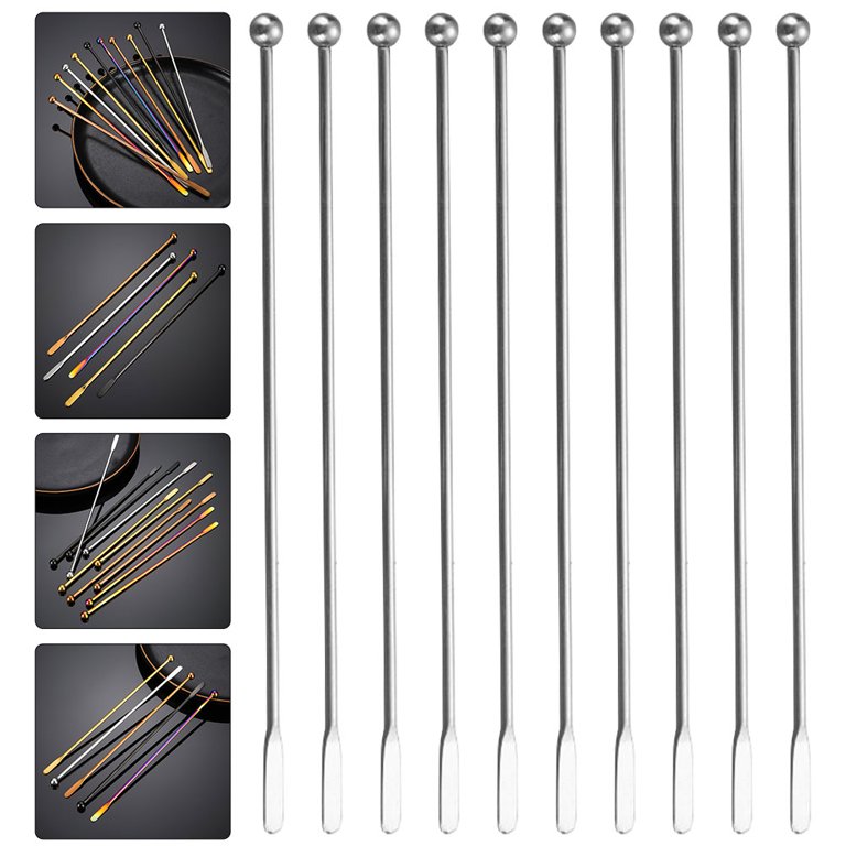 10pcs Swizzle Sticks Metal - Stainless Steel Mixing Cocktail