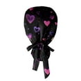 thumbnail image 4 of Fgvctg Valentine’s Day Glowing Heart Bouffant Scrub Cap One Size Tie Back Fit Womens Long Hair Comfortable Head Cover for Work and Daily Use Black, 4 of 5