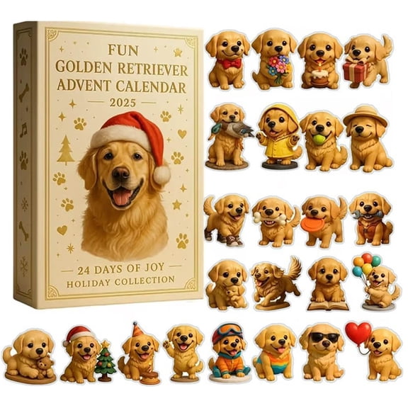 2026 Dog Themed Christmas Advent Calendar with 24 Day Countdown 2D Flat Acrylic Ornaments Puppy Dog Lover Ornaments - Fun Holiday Decor & Gift for Dog Lovers Pet Owners & Family