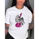 thumbnail image 1 of Guitar With Wings Print Comfy T-Shirt, Round Neck Short Sleeve Sports Tee, Women's Activewear, 1 of 6