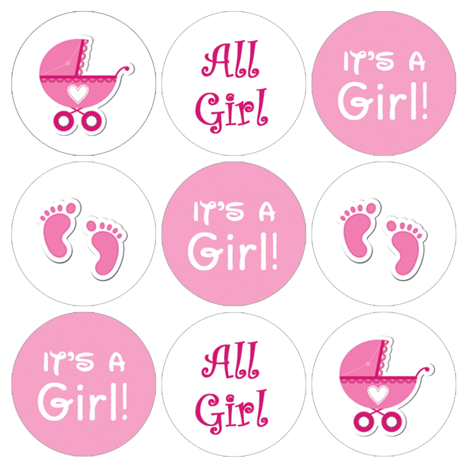 Pink Girl Baby Shower Stickers 216 Ct Candy Labels