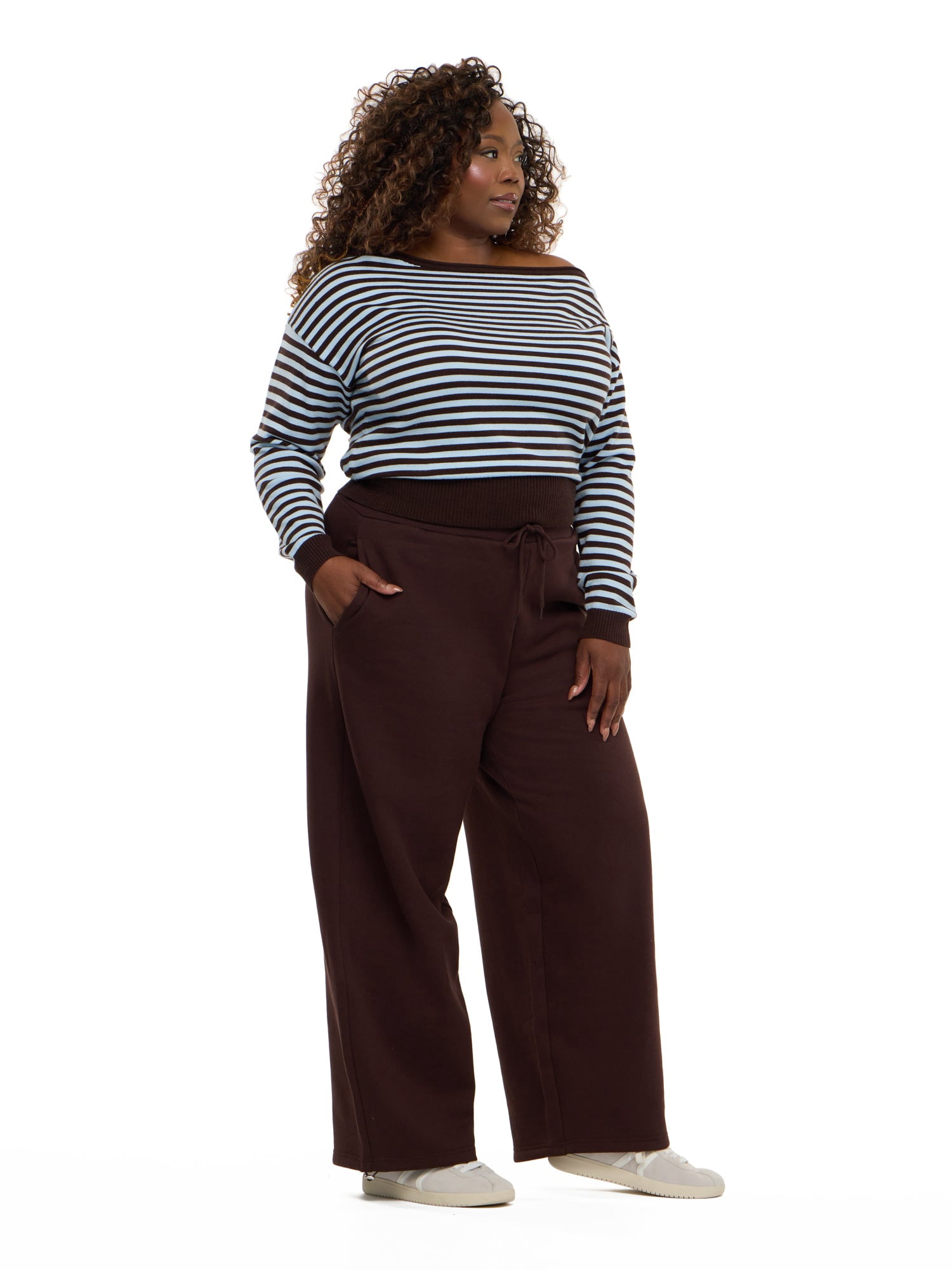Forever 21 Women's Barrel Leg Joggers with Drawstring Waist and Bungee Hem, Fleece Balloon Pants with Side Pockets, Brown, XXS-4X