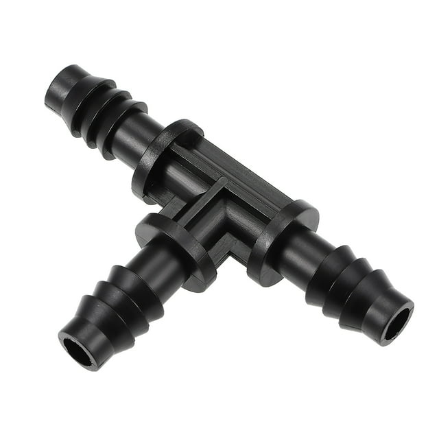 Conector de tubo en forma de tee de goteo Barb para manguera de diámetro interno de 8 mm para sistema de riego de jardín, plástico 10 piezas