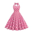 thumbnail image 2 of ZAXARRA Robe d'Été Mini Sans Manches pour Femmes Rose Élégante Col Licou à Pois Robe de Soirée Fluide, 2 of 5
