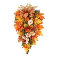 thumbnail image 1 of Artificial Fall Hanging Wall Decoration, Decorated with Pumpkins, Silk Bow Garland, Sunflowers, Maple Leaves, Autumn Collection, 21.7 in, 1 of 9