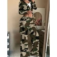 thumbnail image 2 of Women'S 2 Piece Casual Outfits Cropped Blazer Jackets High Waisted Wide Leg Work Pants Suit Set Army Green XL, 2 of 3