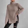 thumbnail image 6 of Long Sleeve Turtleneck Sweater Women Winter Pullover Polyester Knit Top Loose Fit Cable Weaving Comfortable Winterwear, 6 of 9