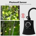 thumbnail image 2 of HBN Outdoor Light Timer Waterproof, Weatherproof Photocell Dusk to Dawn Light Sensor Timer 2/4/6/8 Countdown Timer, 2 Grounded Outlet for Christmas Lights，Hallowen Deceration，1875W 15A 1/2HP, 2 of 8