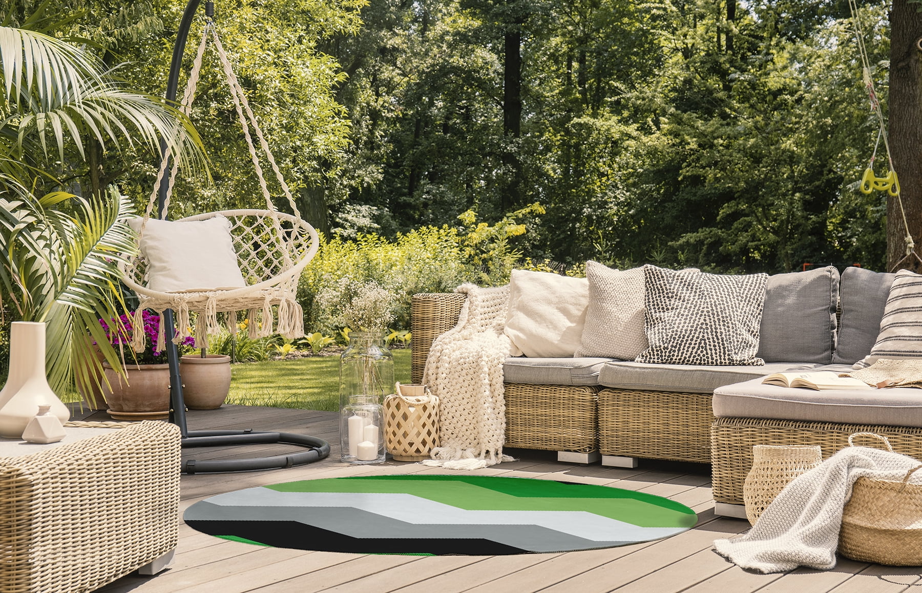 Simply Daisy 5' Round Aromantic Chevron Aromantic Chevron Chenille Indoor/Outdoor Rug