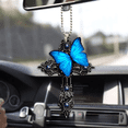 thumbnail image 3 of Colgante de decoración para árbol de Navidad con forma de mariposa rosa y alas de cruz moradas para espejo retrovisor de coche, 3 of 5