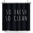 thumbnail image 3 of saxeuu Black Shower Curtain Waterproof Fabric Polyester SO Fresh SO Clean Letters Funny Bathtub Curtains Modern Unique Bathroom Decoration Set with 12 Hooks,60x72in, 3 of 5