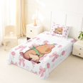 thumbnail image 5 of Erosebridal Kawaii Animals Capybara Twin Sheet Sets,Ribbon Bow Knot Print Bedding For Kids Girls 3 Pieces, 5 of 6