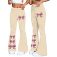 thumbnail image 2 of FAHXNVB Women's Bow Print Flare Pants Summer High Waisted Workout Yoga Trousers Athletic Lightweight Pants Bottoms, 2 of 6