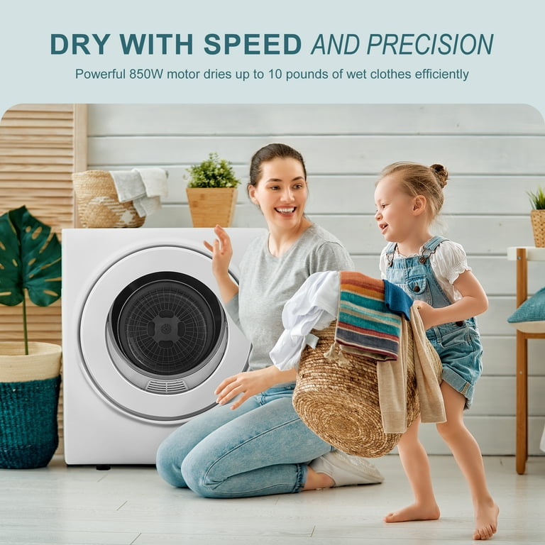  BLACK+DECKER Compact Clothes Dryer, 1.5 Cu. Ft. 850W Electric  Dryer, 120V Vented Portable Dryer with Stainless Steel Drum, Mini Dryer for  5.5 lbs. of clothing for Standard Wall Outlet : Appliances