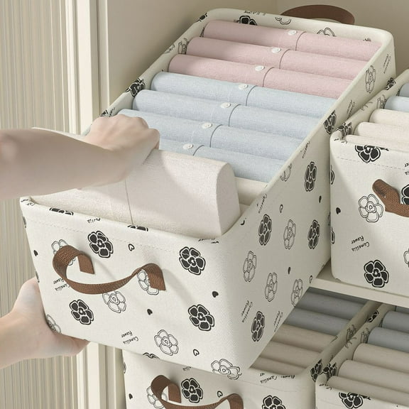 Clearance Boovnll Storage Basket - Multipurpose Large Capacity Foldable Baskets with Handles for Bedroom, Living Room, Bathroom, Shelves, Clothes, Blankets, Quilts, Pillows, Toys, Basket