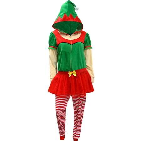 Christmas Elf Onesie Hooded Skirted Women's Union Suit Pajama