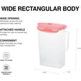 thumbnail image 6 of AllWays Plaza Aqua Fridge Door Water Jug with Handle BPA Free Plastic Pitcher with Flip Top Lid Perfect for Making Teas and Juices, 2 Quarts, Pink, 6 of 13