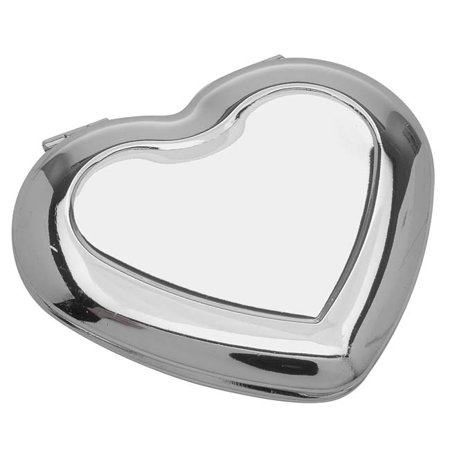- Silver Tone Heart Shaped Compact Mirror Finding With Bezel - 65x58.5mm
