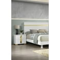 thumbnail image 3 of 3pc Bedroom Set Eastern King Size Bed w Underbed LED 2x Nightstands White Gold Acrylic Trim Dust Proof Cases Furniture, 3 of 9