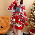 thumbnail image 1 of Otoño e Invierno Navidad rojo tridimensional dibujos animados suéter de punto decorativo mujer perezoso viento suelto jersey de cuello redondo, 1 of 5