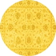 thumbnail image 1 of Ahgly Company Indoor Round Oriental Yellow Traditional Area Rugs, 4' Round, 1 of 4