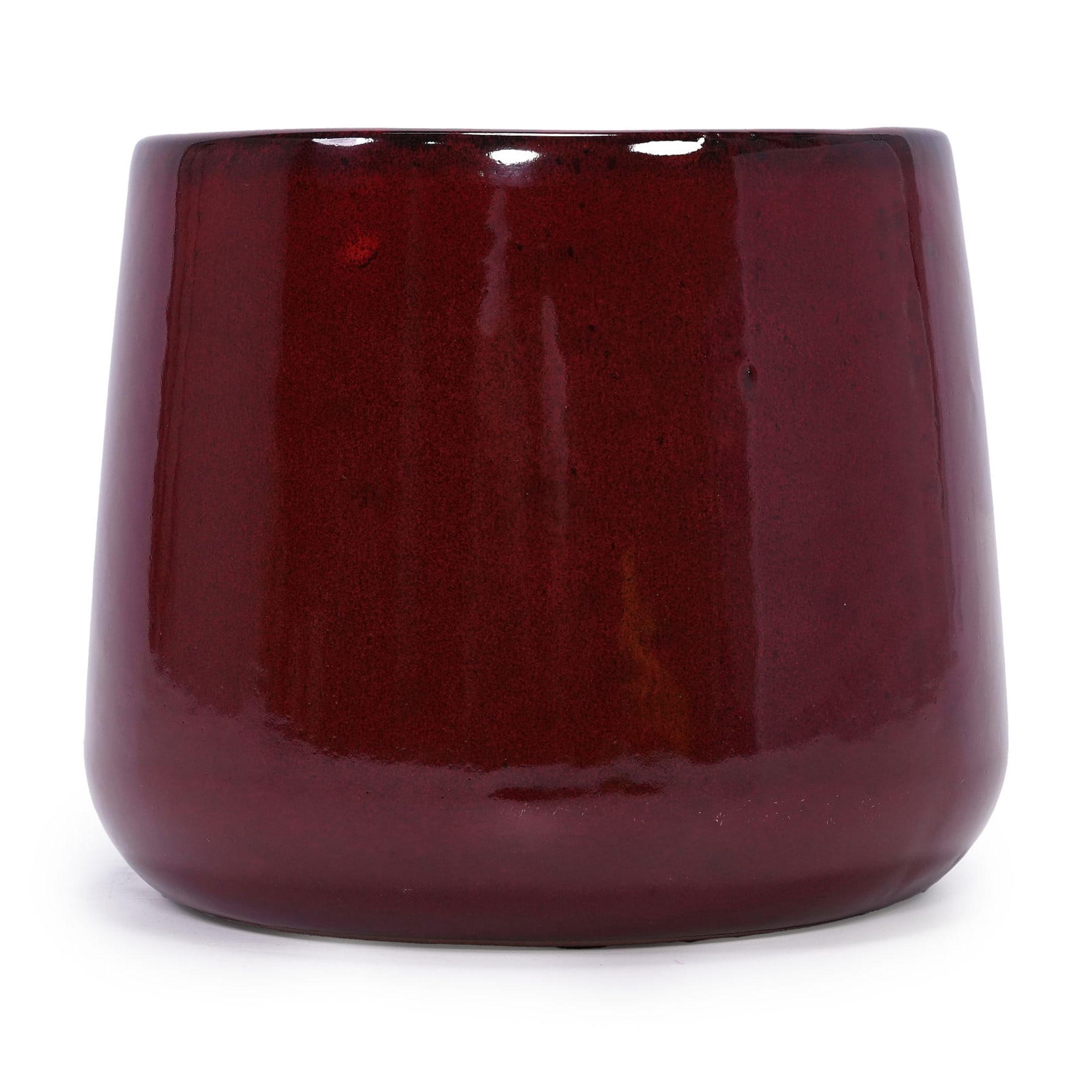 Noble House Modern Samantha Flowerpot Set, Premium Ceramic Planters for Garden or Patio, Set of 4, Bean Paste Red