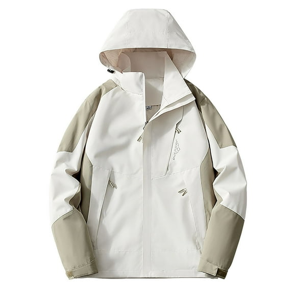 hoksml Women's Casual Hooded Jacket Spring Fall Lightweight Thin Fashion Waterproof Windproof Zip up Jacket Coat with Zippered Pockets