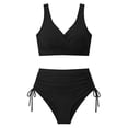 thumbnail image 7 of Enjoytime Womens Swimsuits Solid Color V-Neck High Waist 2 Piece Bathing Suits Adjustable Tie Side Modest Swimwear, 7 of 7