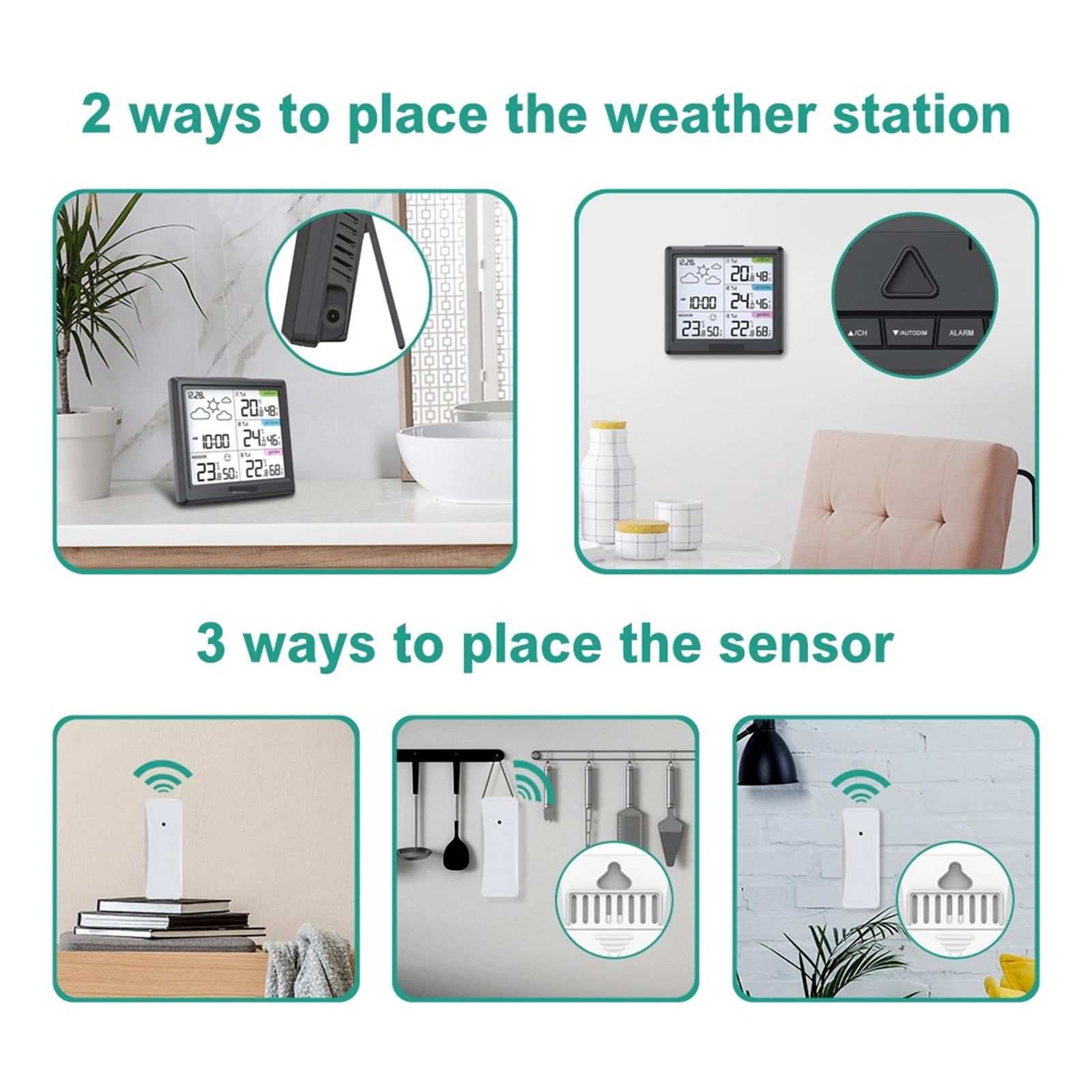 Wireless Weather Station with 3 Remote Sensors, Multi-Zone Digital Monitor