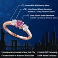 thumbnail image 2 of Gem Stone King 18K Rose Gold Plated Silver Pink Moissanite and White Moissanite Engagement Ring for Women | 0.96 Cttw | Round 5MM | Gemstone Birthstone | Size 8, 2 of 7