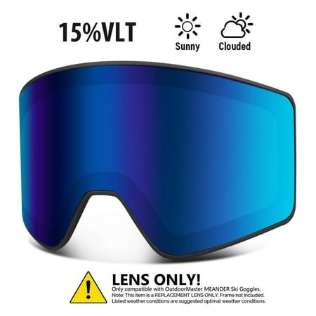OutdoorMaster Meander Ski Goggles - Interchangeable Lens Ski & Snowboard Goggles with Flat, Cylindrical Style Lens, OTG, Anti-Fog & 100% UV400 Protection - for Men, Women & Youth Replacement Lens: