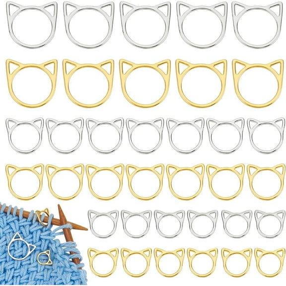 60 Pcs 3 Sizes Cat Knitting Stitch Marker Rings Alloy Loop Stitch Marks Animal Knitting Stitch Mark Knitting Supplies Accessories for DIY and Handmade Crafts
