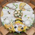 thumbnail image 2 of Yellow Gnome Honeycomb Round Tablecloth 60 inches Vintage Yellow Bee Sunflower Honey White Wooden Grain Waterproof Oil-Proof Table Cloth Round Table Cover for Holiday Party Picnic Dinner Decor, 2 of 9